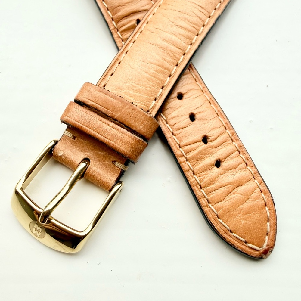 Michele Tan Leather Watch Strap with Gold Buckle - Picture 3 of 3
